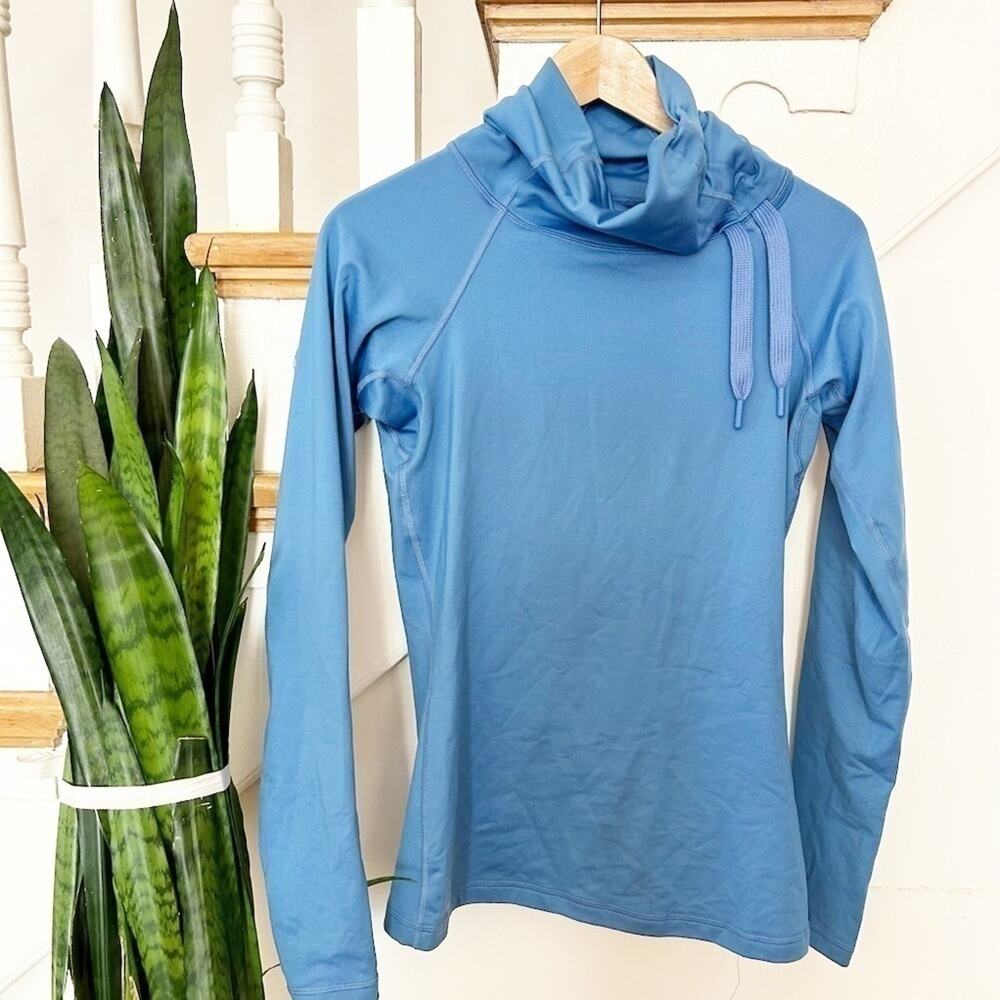 Nike Women's Dri-Fit Training Sweatshirt Drawstring Cowl Neck in Blue Size Small